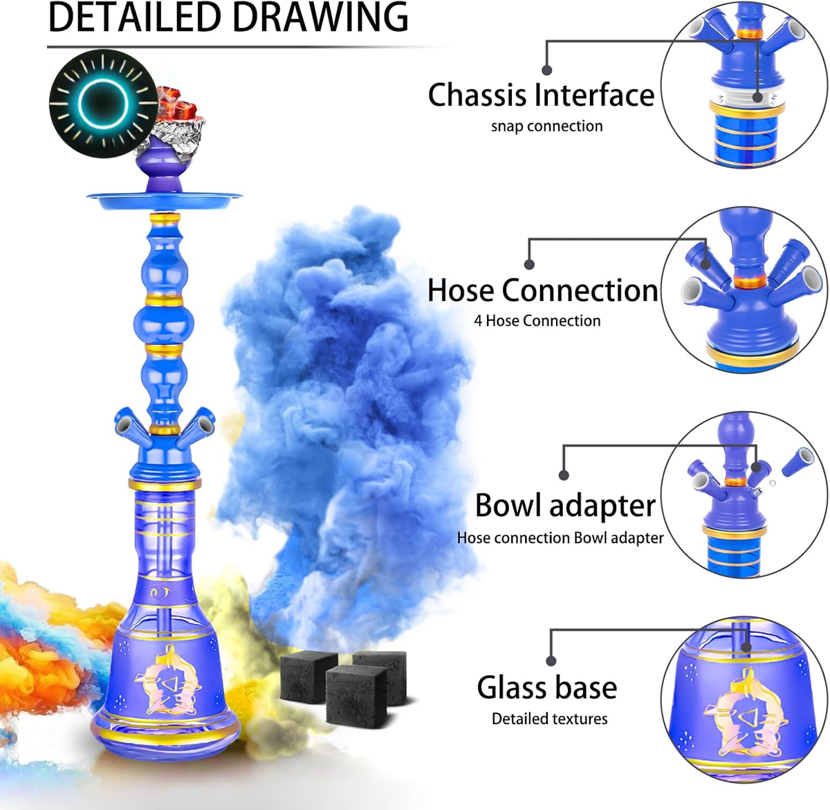 21" Hookah 4 Hose Set