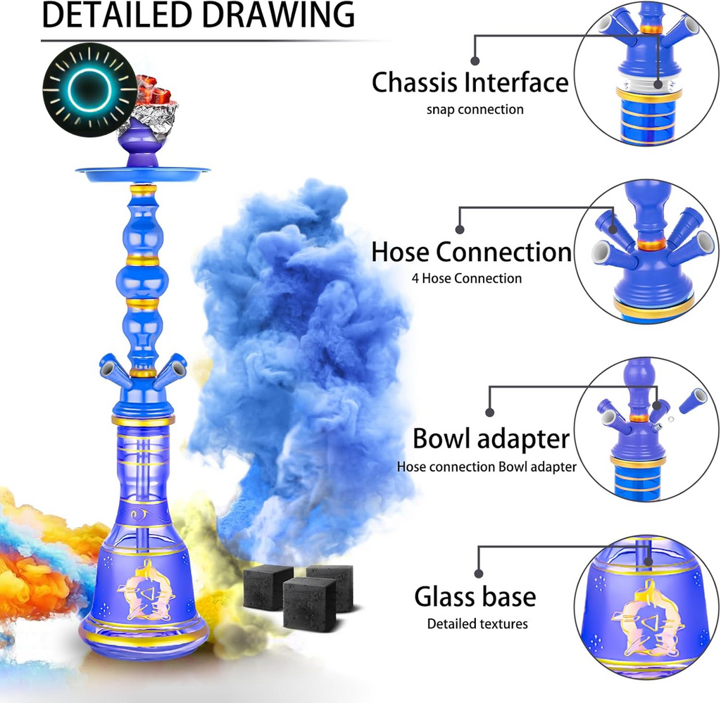 21" Hookah 4 Hose Set